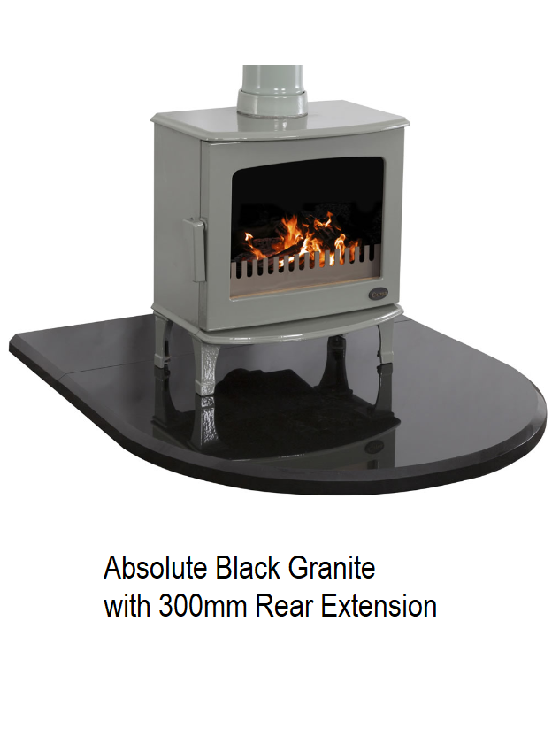 Black Granite Curved Stove Hearth 750 x 900mm